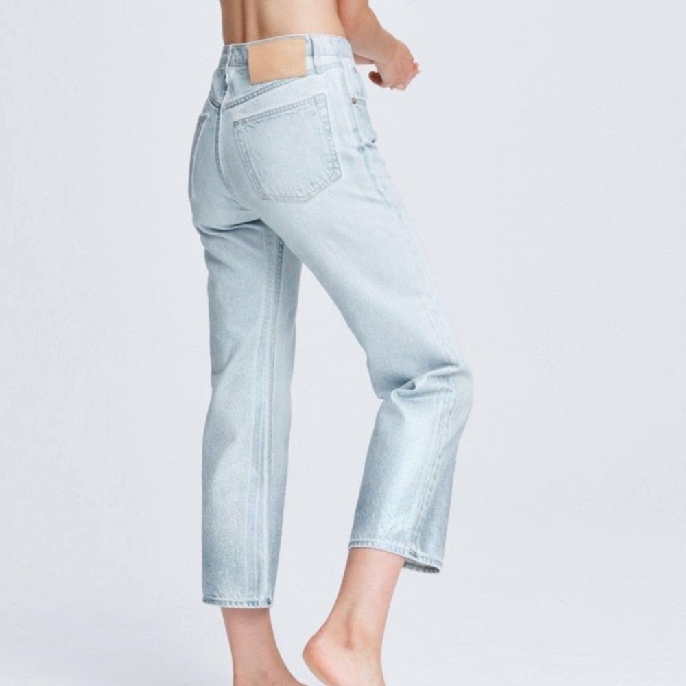 RAG & BONE Maya High-Rise Ankle Straight Jeans In Raven Foil - Picture 6 of 10